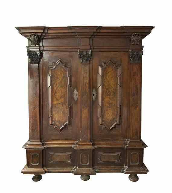 Appraisal: A German walnut panelled shrank possibly Frankfurt circa with stepped