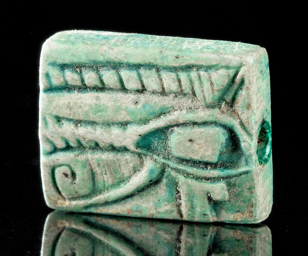 Appraisal: Egyptian Faience Wedjat Amulet ex-Mitry Egypt Late Dynastic to Ptolemaic