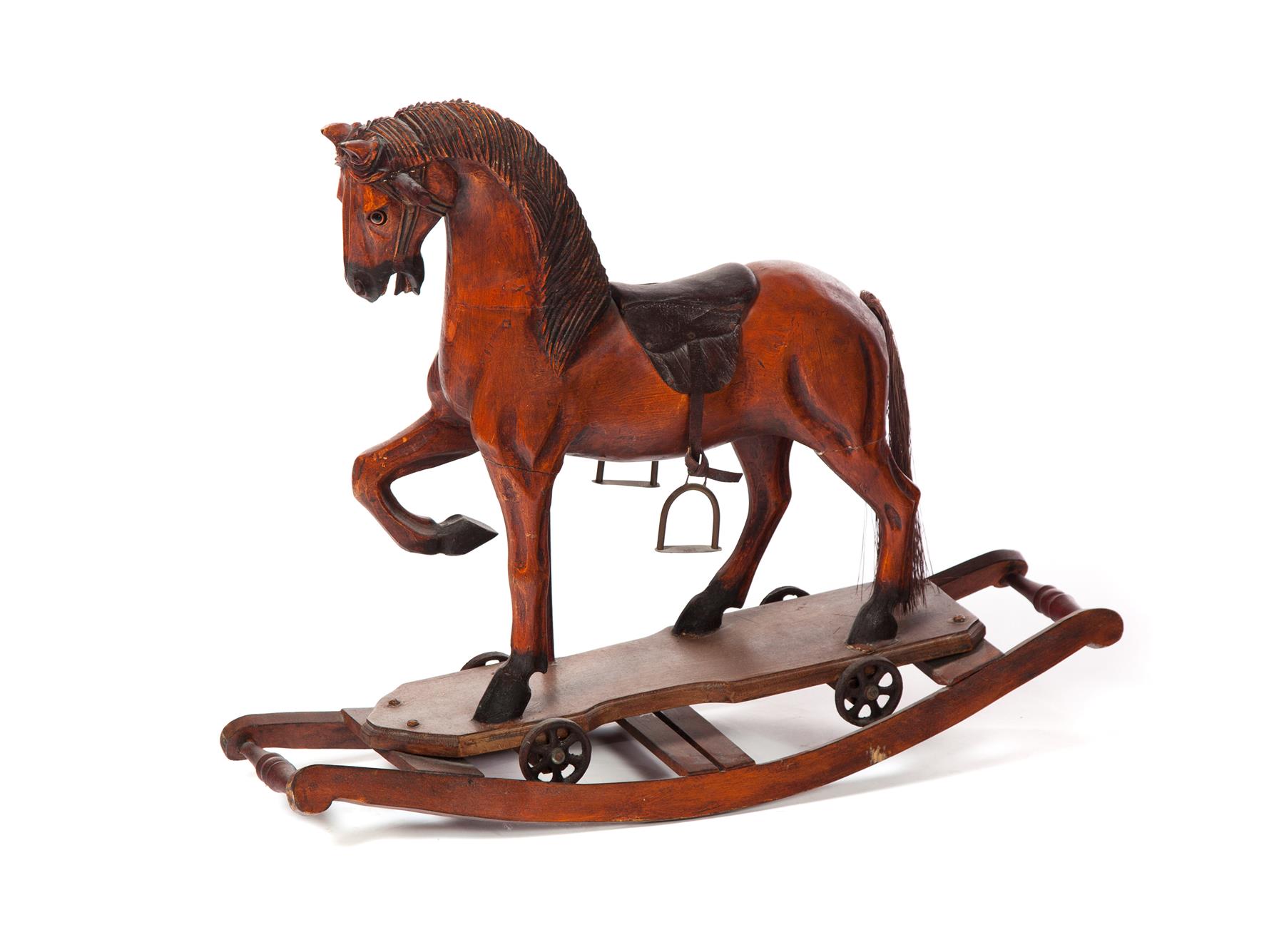 Appraisal: CHILD'S HORSE PULL TOY ON ROCKERS American th century Nicely