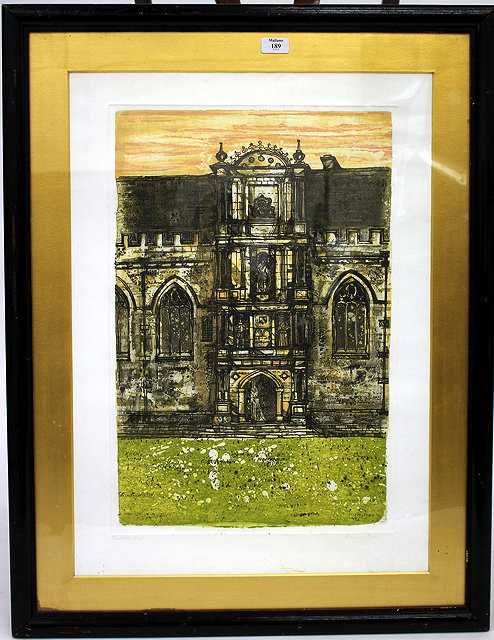 Appraisal: RICHARD BEERWadham College Oxford colour etching signed lower right cm