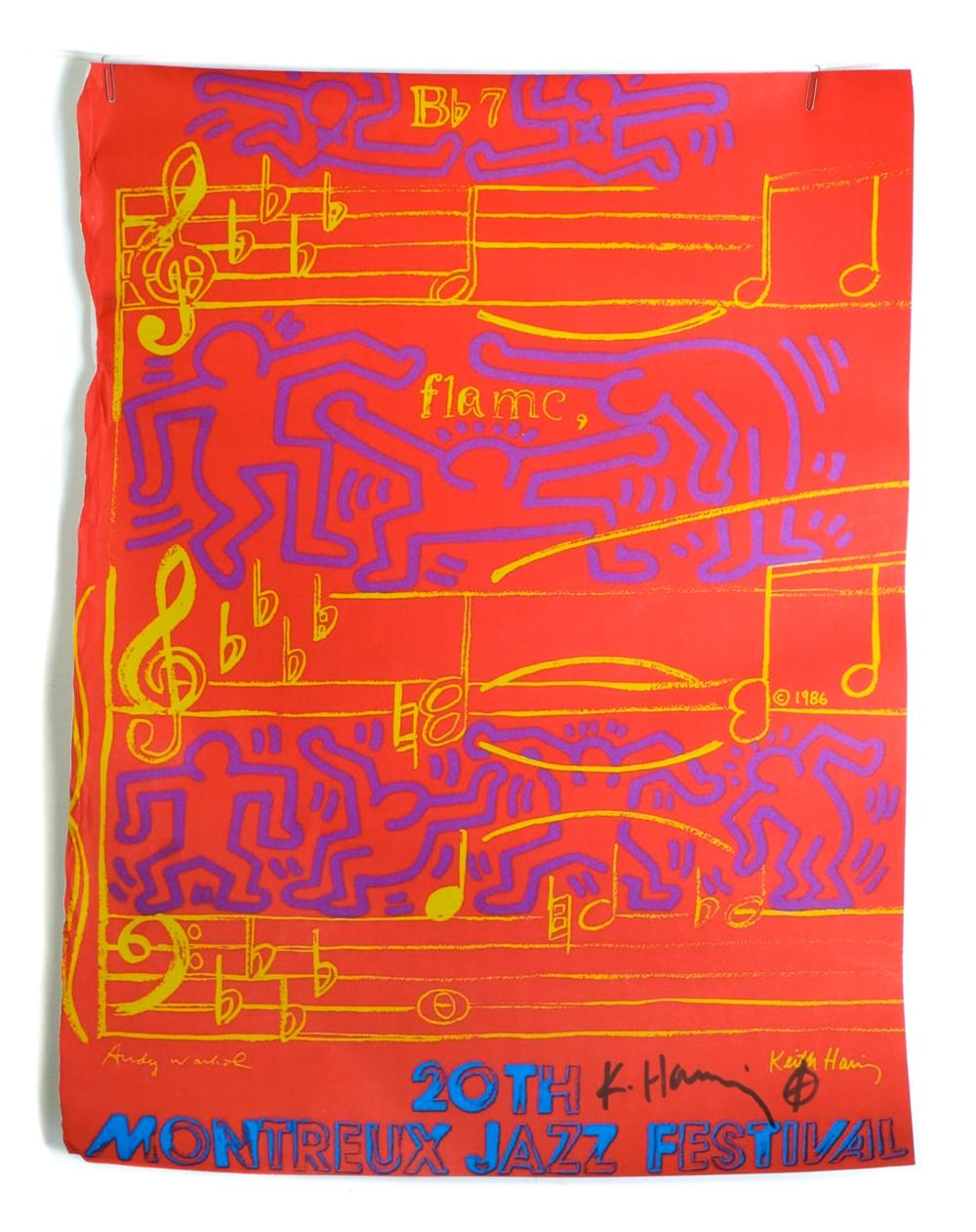 Appraisal: WARHOL HARING TH MONTREUX JAZZ FESTIVAL SIGNEDKeith Haring American -