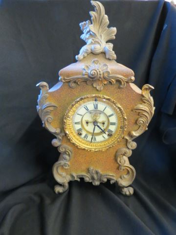 Appraisal: Ansonia Mantle Clock textured metal and rococo case roman numeral