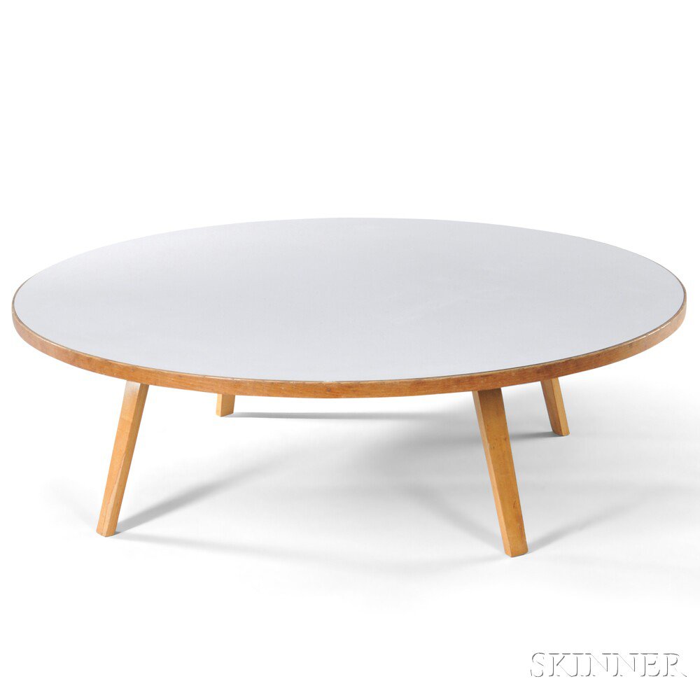 Appraisal: Aalto-style Coffee Table White laminate birch c Circular white laminate