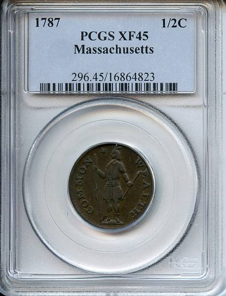 Appraisal: Massachusetts Half Cent XF PCGS Ryder -C R Ideal satiny