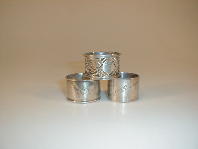 Appraisal: Three silver napkin rings early thC differing hallmarks oz gross