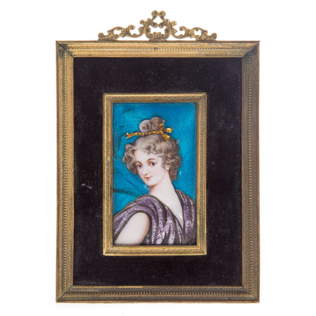 Appraisal: Limoges tinsel enamel portrait plaque late th century image of