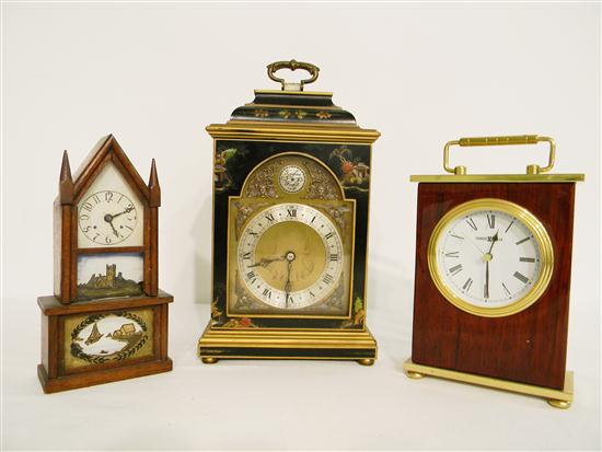 Appraisal: Three clocks contempary Howard Miller carriage clock '' high London