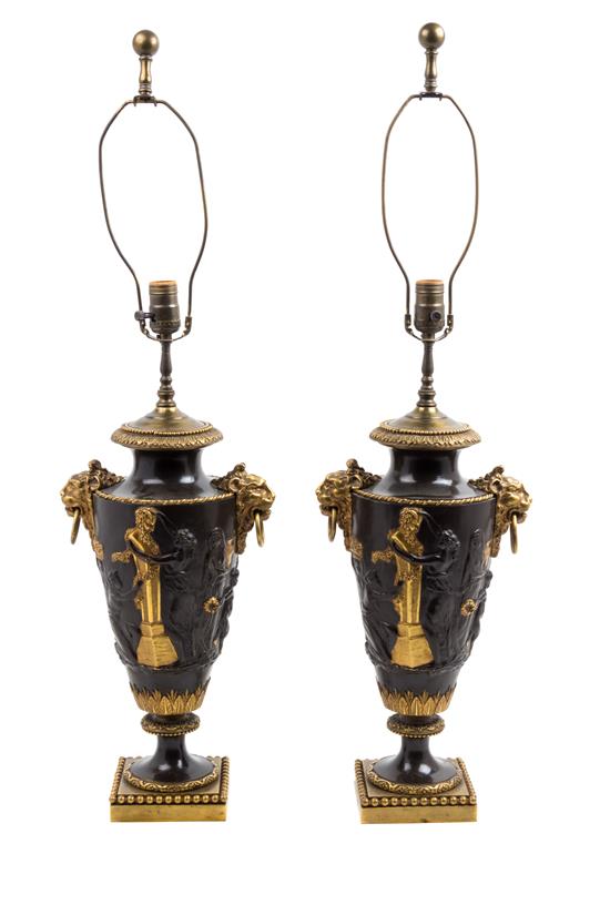 Appraisal: Sale Lot A Pair of French Gilt and Patinated Bronze