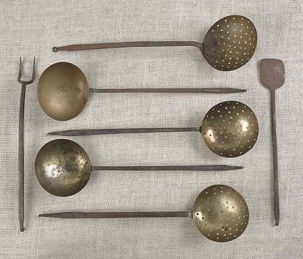 Appraisal: Collection of Berks County Pennsylvania wrought iron and brass utensils