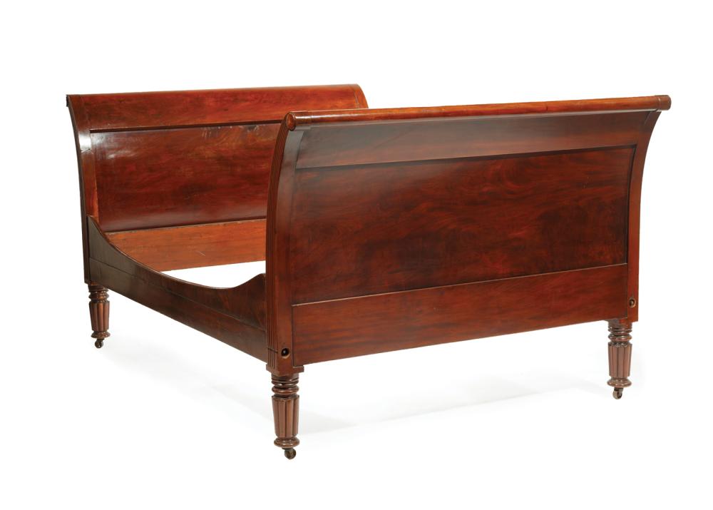 Appraisal: American Federal Carved Mahogany Sleigh Bed th c New York