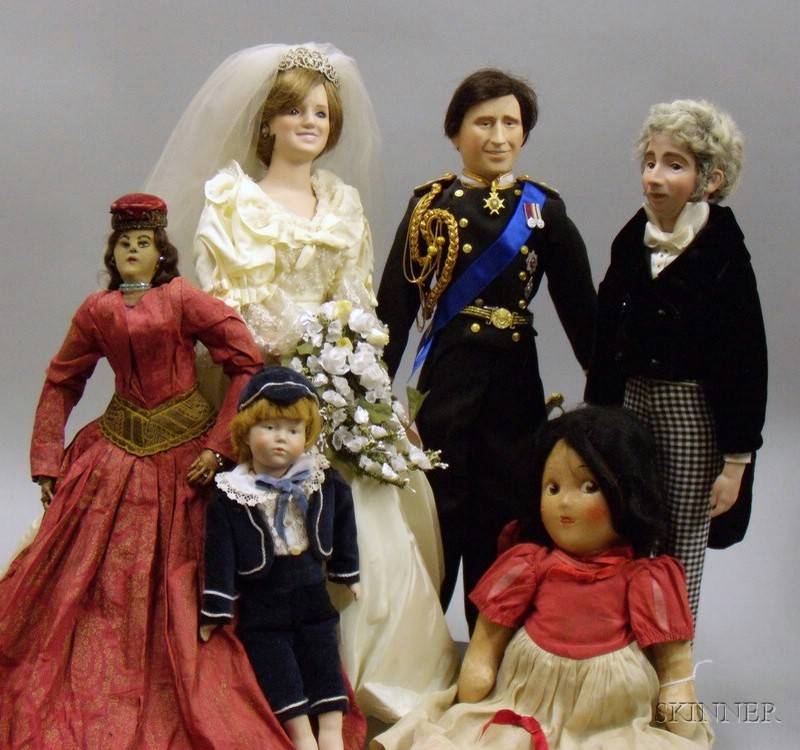 Appraisal: Nine Assorted Dolls and a Teddy Bear early to mid-