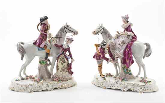 Appraisal: A Pair of Dresden Porcelain Figural Groups each depicting a