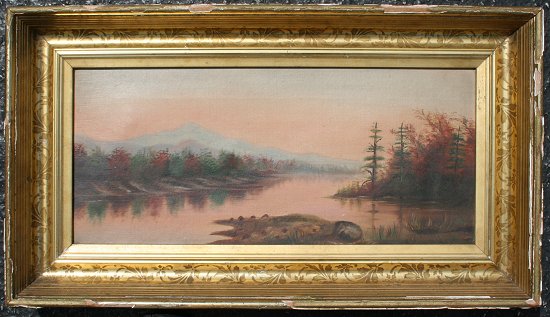 Appraisal: AMERICAN SCHOOL RIVER SCENE OIL C Measures '' x ''