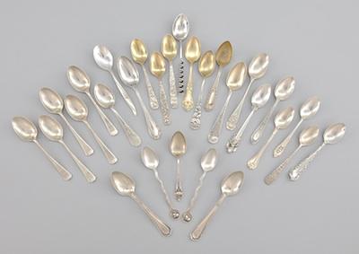 Appraisal: A Collection of Silver Demitasse Spoons Consisting of twenty-eight spoons