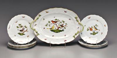 Appraisal: Eight pieces Herend china Rothschild Bird pattern seven plates -