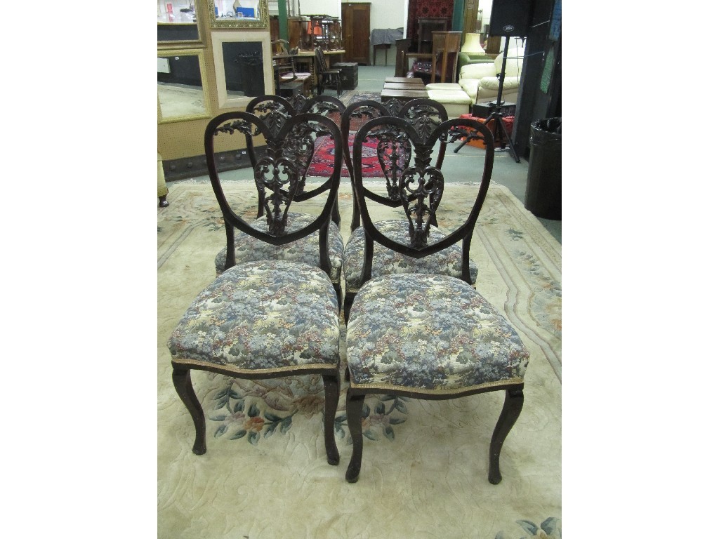 Appraisal: Set of four Edwardian mahogany parlour chairs