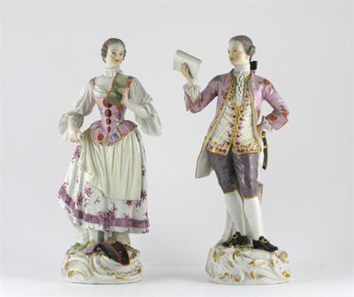 Appraisal: A large pair of Meissen figures of Songsters holding music