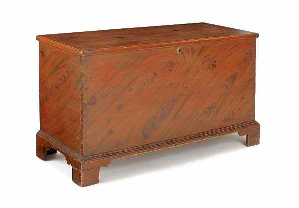 Appraisal: Pennsylvania painted pine blanket chest ca retaining its original salmon