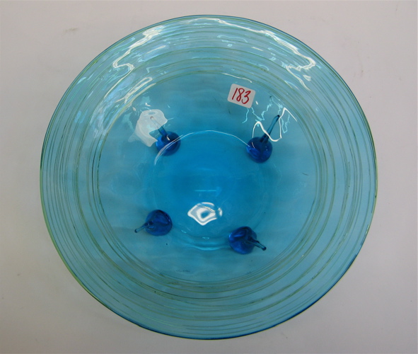 Appraisal: A STEUBEN CELESTE BLUE CRYSTAL GLASS CONSOLE BOWL applied pale