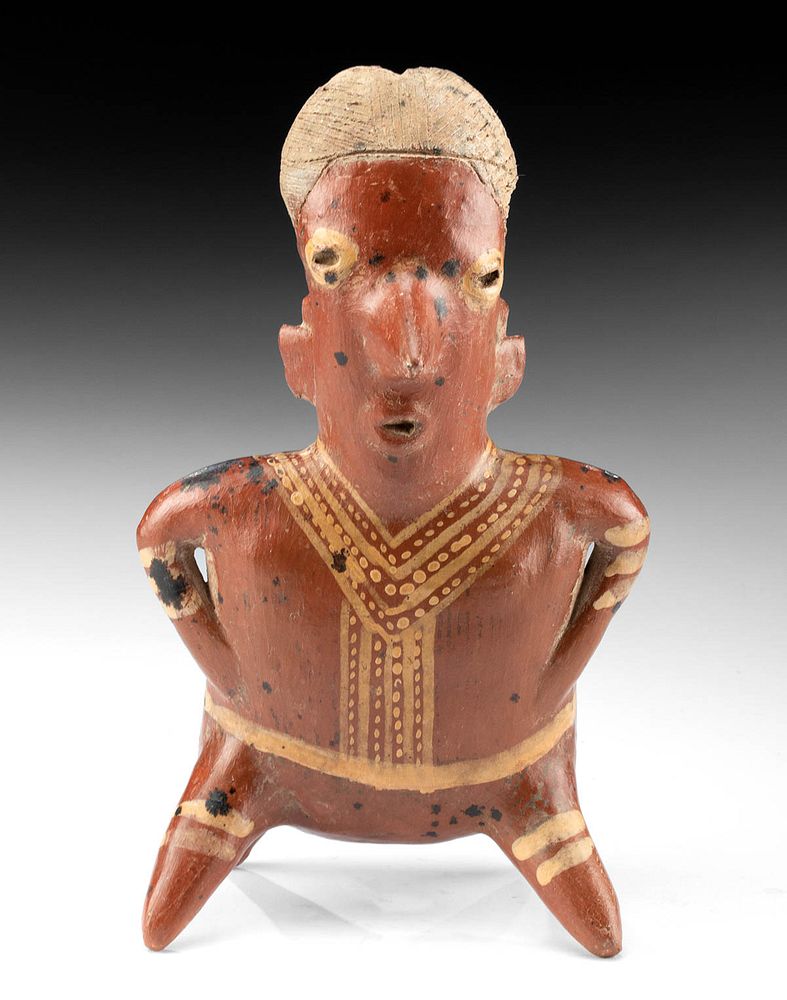 Appraisal: Choice Fine Nayarit Polychrome Seated Figure Pre-Columbian West Mexico Nayarit