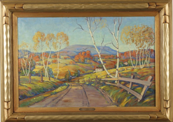 Appraisal: Hills of Bucks County oil on masonite x SLR C