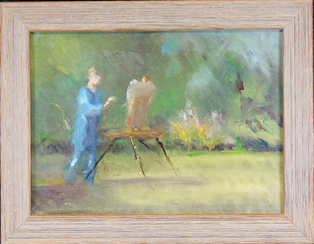 Appraisal: th C Impressionist Painting of Artist Sketching th C Impressionist