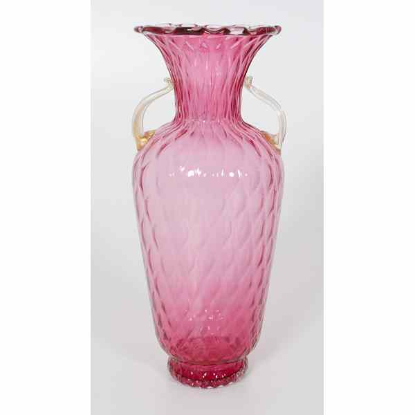 Appraisal: Venetian Glass Vase A double handled tapered art glass vase