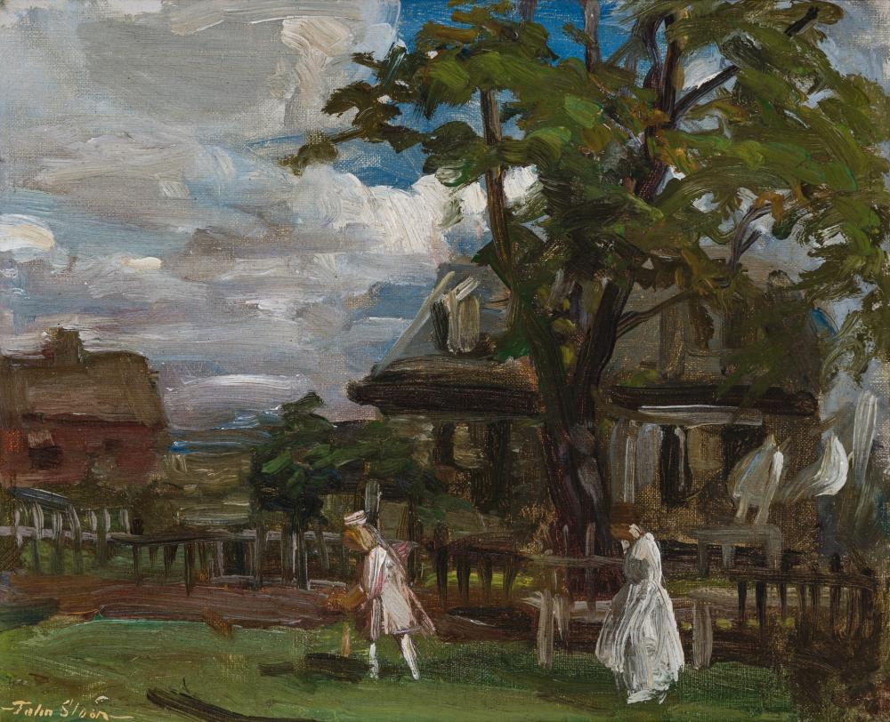 Appraisal: JOHN SLOAN American - Landscape Croquet ca oil on canvas