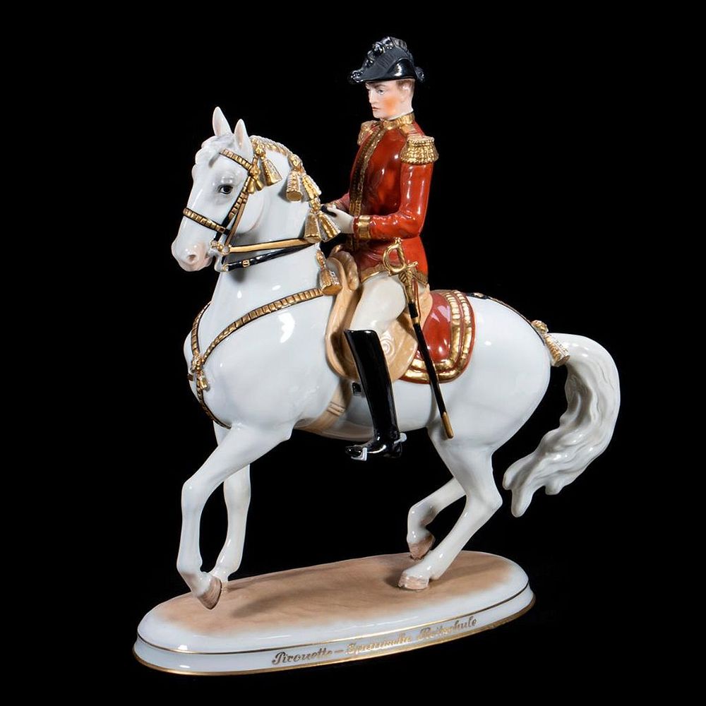 Appraisal: Vienna Porcelain Lipizzaner Figure Horse and Rider Pirouette-Spanishe Reitschule Beehive