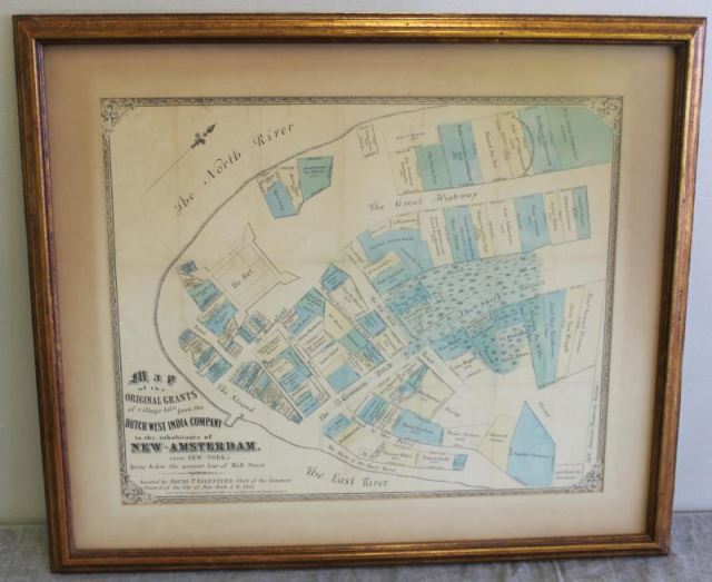 Appraisal: Hand Colored Map of New-Amsterdam Map of the Original Grants