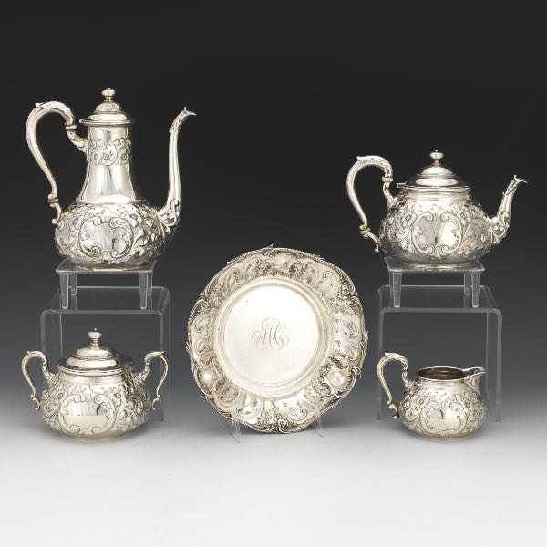 Appraisal: DOMINICK HAFF STERLING SILVER FOUR-PIECE TEA COFFEE SERVICE AND GORHAM