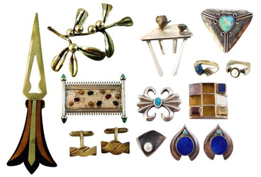 Appraisal: JEWELRY Assortment of contemporary silver and sterling silver jewelry pieces