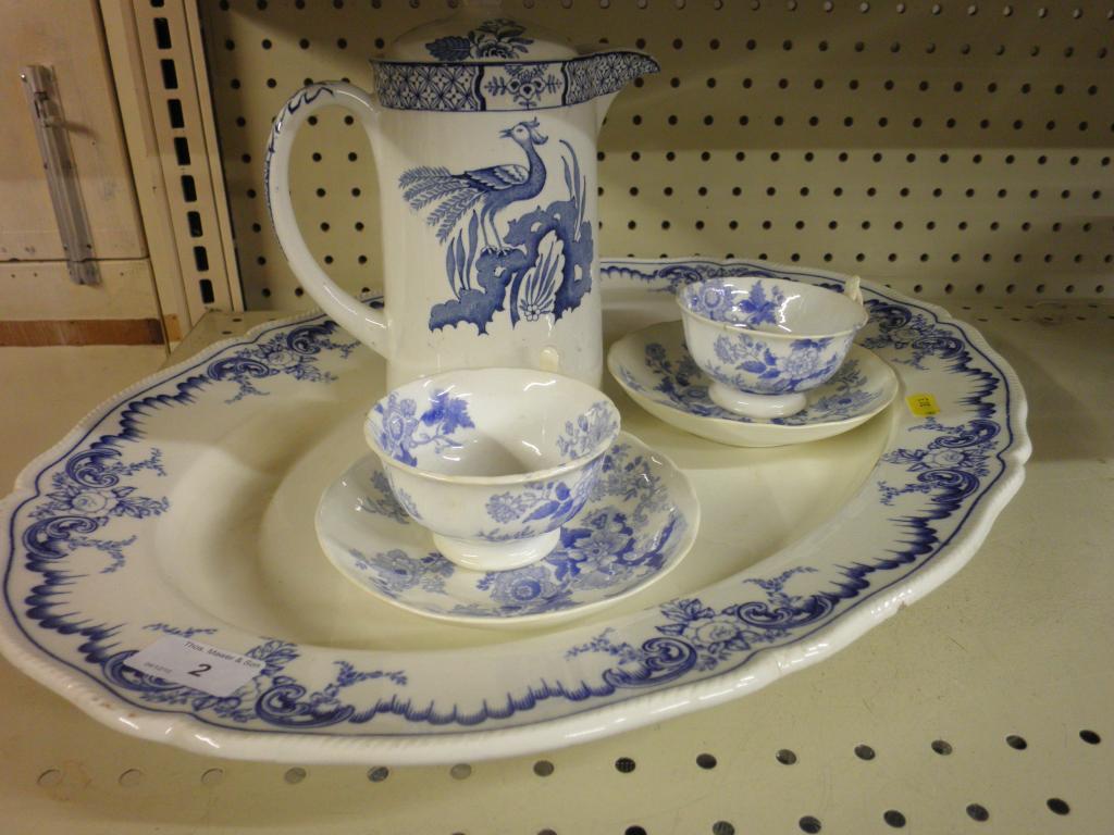 Appraisal: A blue printed meat dish a pair of Victorian blue