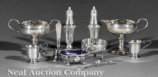 Appraisal: A Pair of English Victorian Sterling Silver Salts with Cobalt