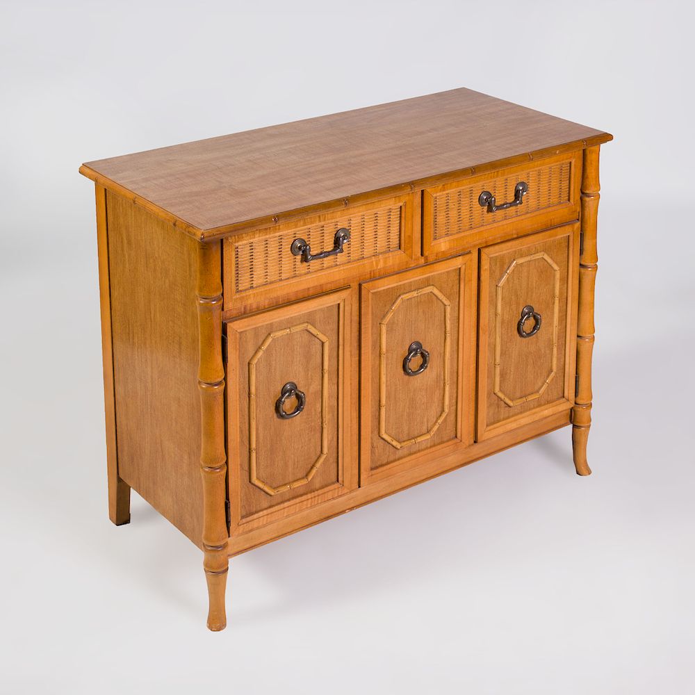 Appraisal: Modern Faux Bamboo Side Cabinet With a Broyhill Furniture label