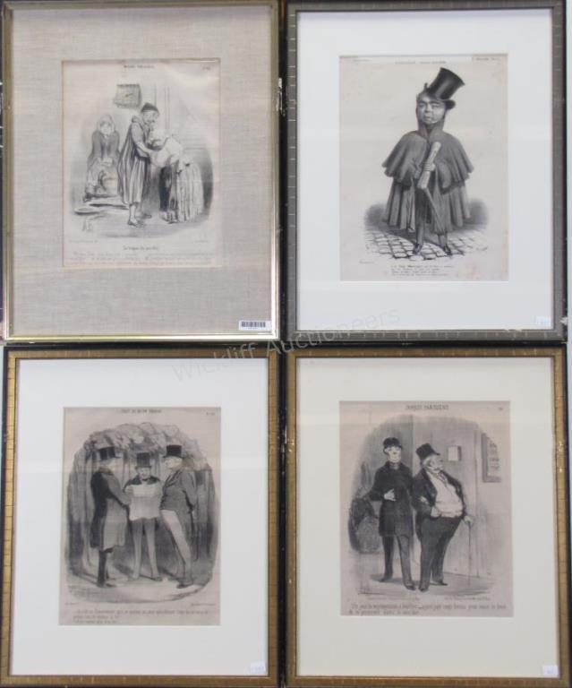 Appraisal: Three Honore Damier - French Lithographs including THE POODLES PASSING