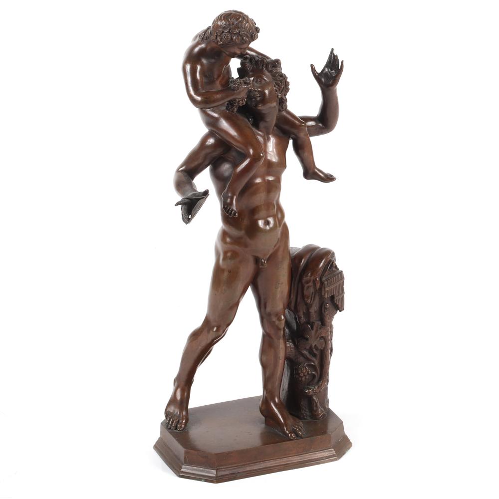 Appraisal: ITALIAN NEAPOLITAN CAST BRONZE NUDE FIGURE GROUP OF A FAUN