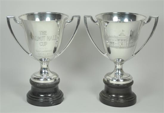 Appraisal: Pair of Tiffany Sterling Harness Racing Trophies Ex R J