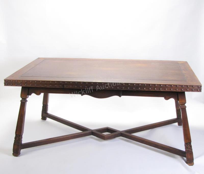 Appraisal: A vintage 's Romweber Viking Oak refractory table with pull-out