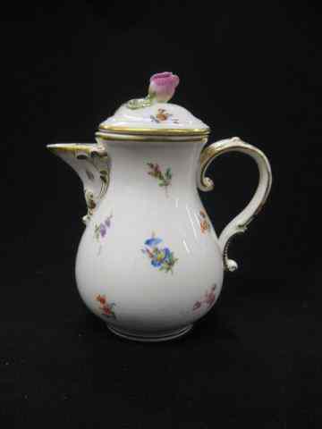 Appraisal: Meissen Porcelain Hotwater Pitcher floral sprays figural rose top crossed