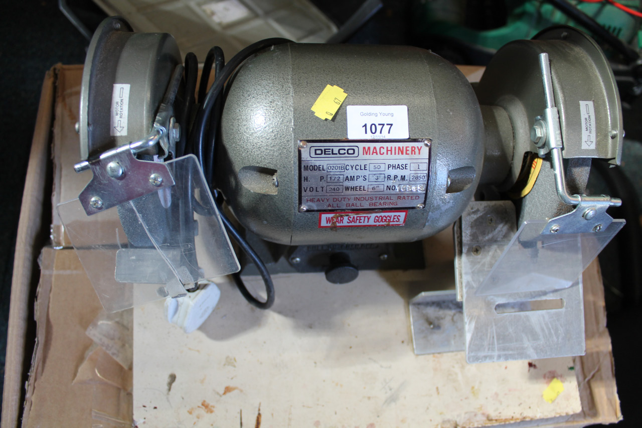 Appraisal: A Delco Machinery model B twin end table top grinder