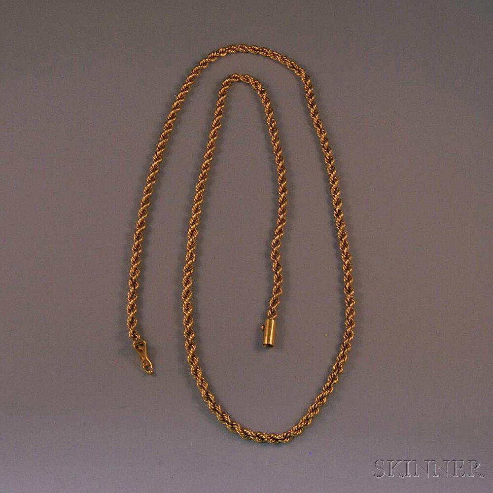 Appraisal: Long kt Gold Ropetwist Necklace lg in total dwt Estimate