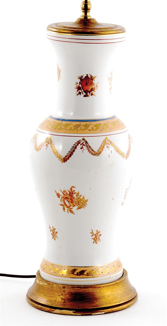 Appraisal: Paris porcelain vase converted to lamp th century possibly Samson