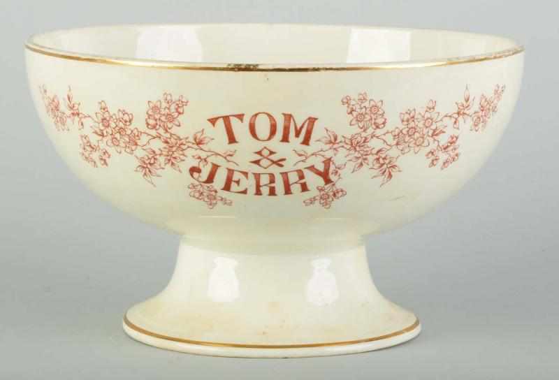 Appraisal: Early Vitreous Porcelain Punch Bowl Description Marked Tom Jerry Strong