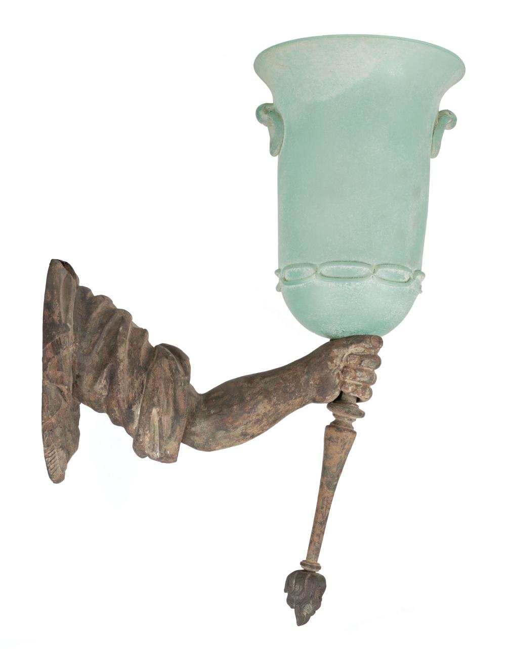 Appraisal: Continental Patinated Bronze Sconce in the form of an arm