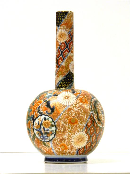 Appraisal: th th C Japanese Imari porcelain vase bottle form decorated