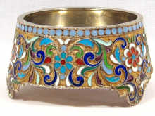 Appraisal: A Russian silver and cloisonne enamel salt marks for -