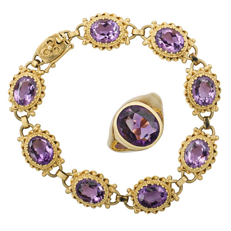 Appraisal: AMETHYST AND K YELLOW GOLD JEWELRY Condition Report