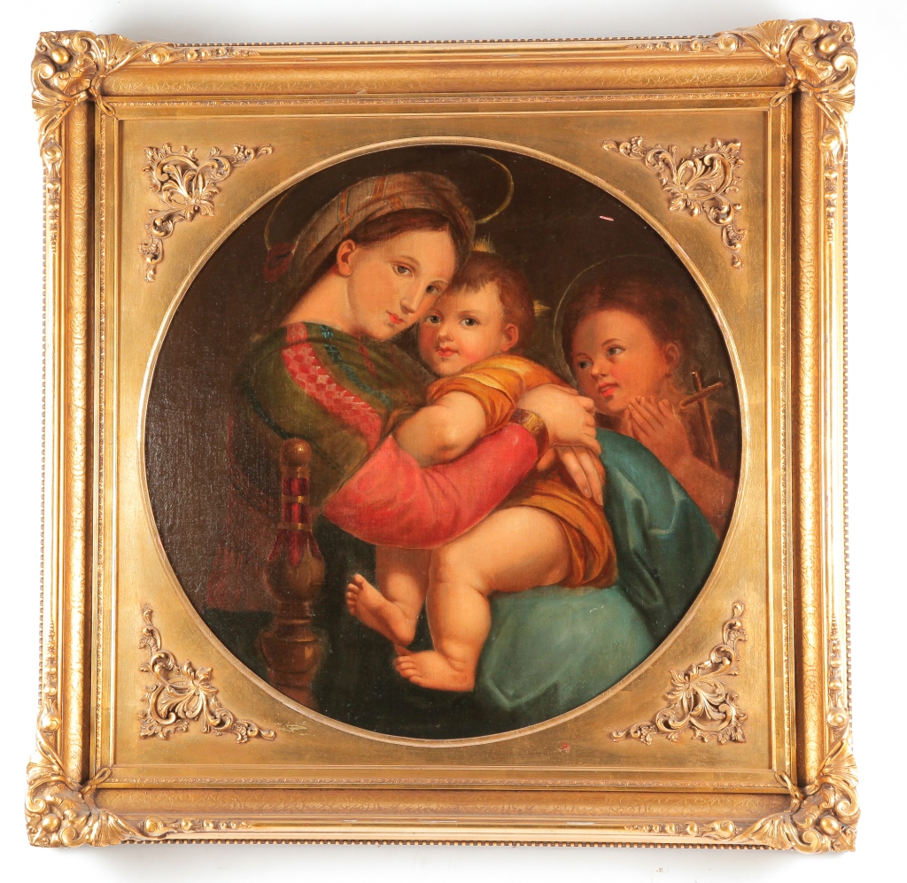 Appraisal: MADONNA AFTER RAPHAEL Italian school late th century Oil on