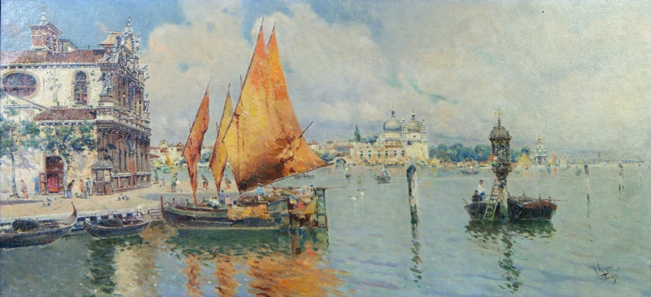 Appraisal: Antonio de Reyna Manescau Spanish - o c Sailboats on